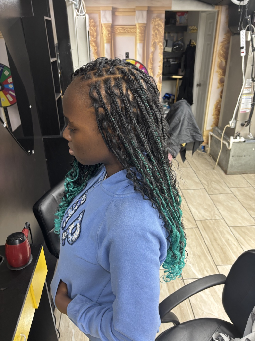 Client protective braid style with green ends